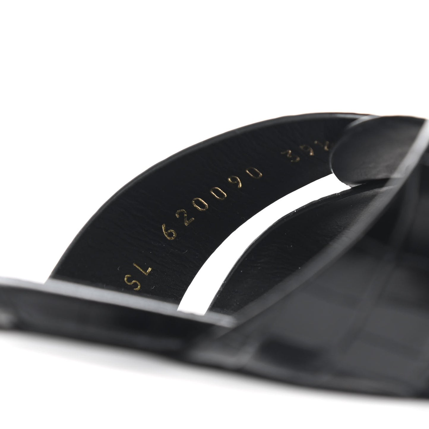 Calfskin Crocodile Embossed Tribute 05 Ankle Strap Sandals 39.5 Black