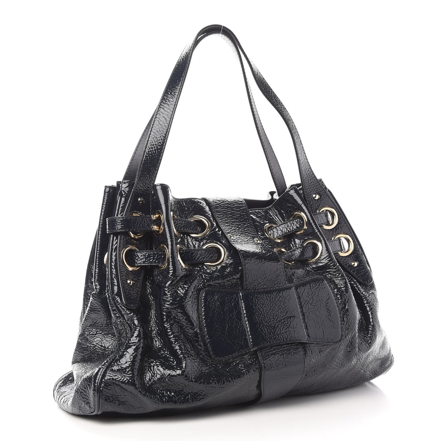 Crushed Patent Riki Bag Blue