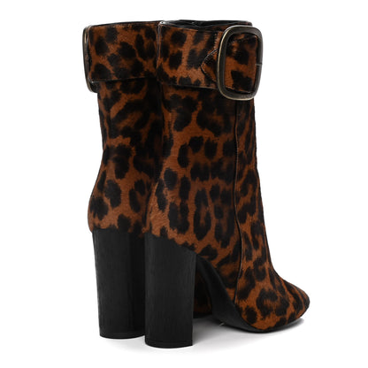 Saint Laurent Pony Hair Joplin Buckle Booties 37.5 Naturale 4 of 15