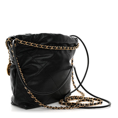 Chanel Shiny Caviar Quilted Monochrome Mini Chanel 22 Black 3 of 10