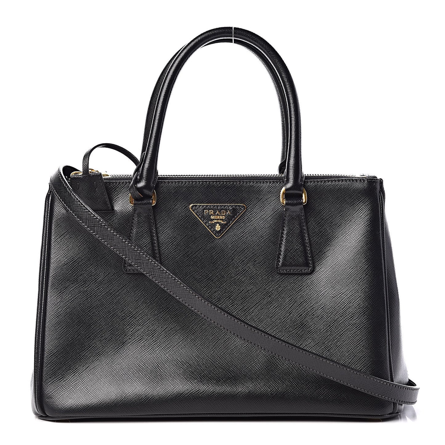 Saffiano Small Galleria Double Zip Tote Black