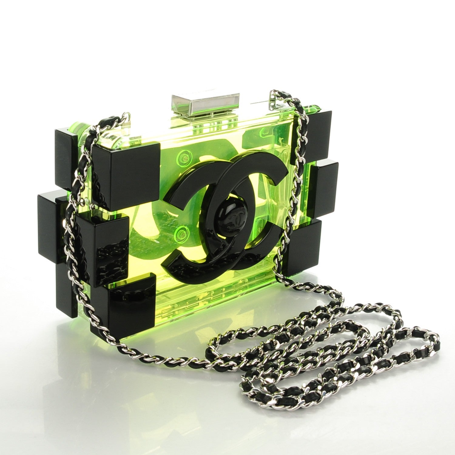 Chanel Plexiglass Boy Brick Lego Clutch Green Black 3 of 7