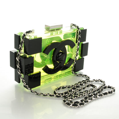 Chanel Plexiglass Boy Brick Lego Clutch Green Black 3 of 7