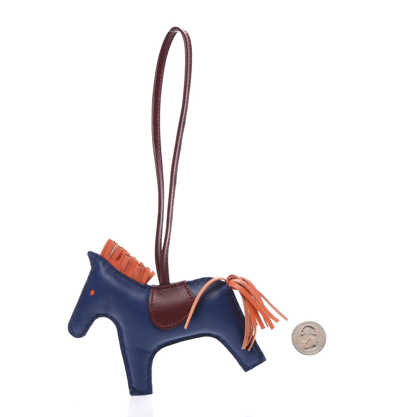 Milo Lambskin Grigri Rodeo Horse Bag Charm MM Bleu de Malte Rouge H Peony