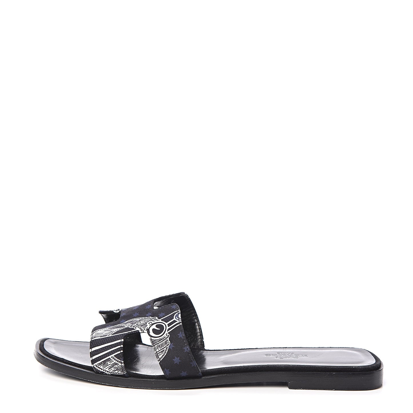 Silk Printed Eperon d'Or Oran Sandals 37.5 Black