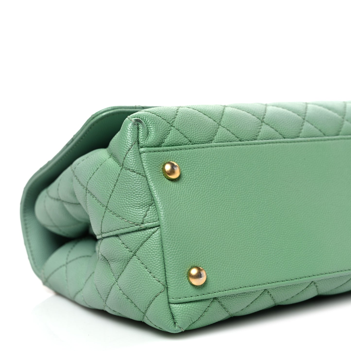 Caviar Quilted Small Coco Chain Handle Flap Light Green