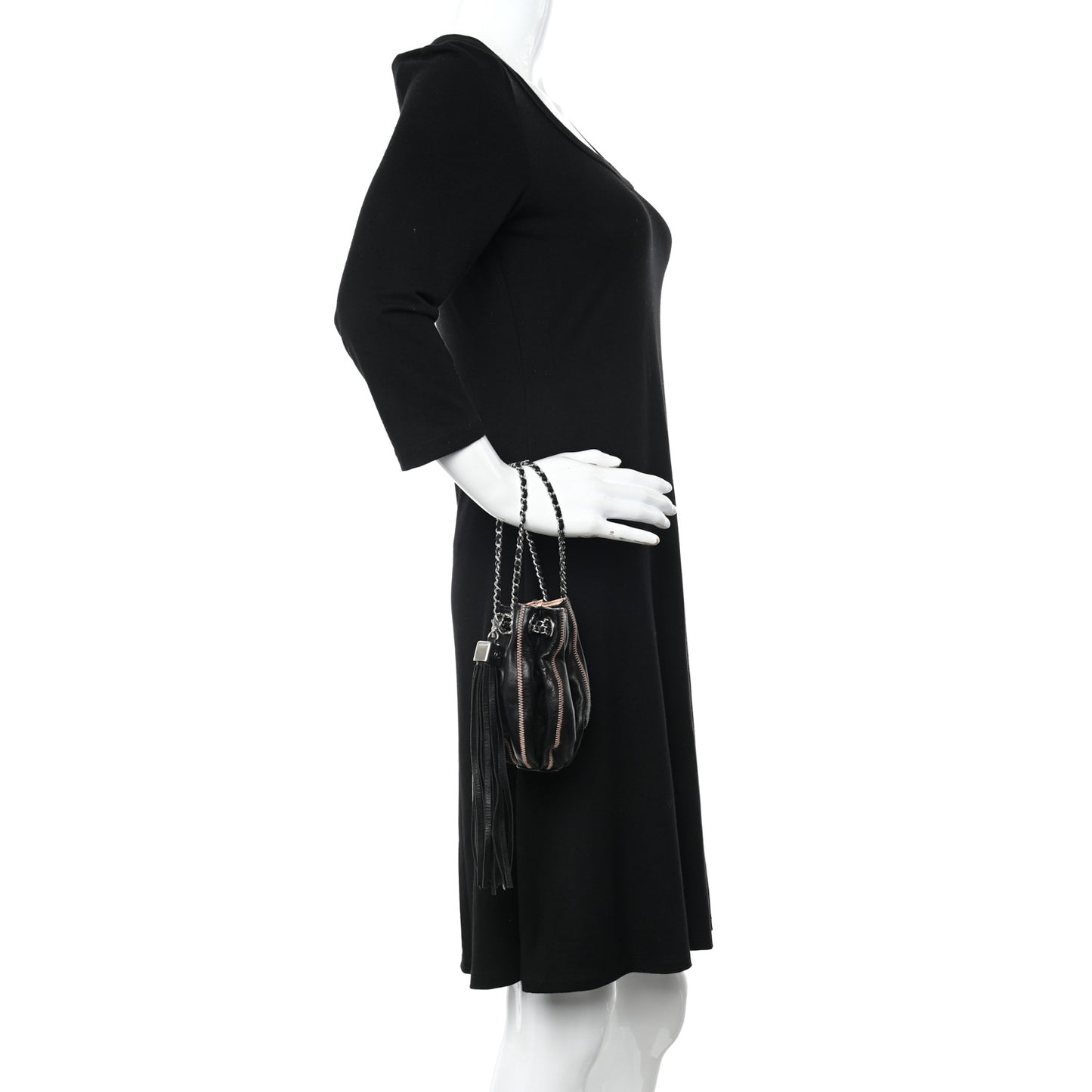 Lambskin Satin Reversible Mini Sac Cordon Black Peach