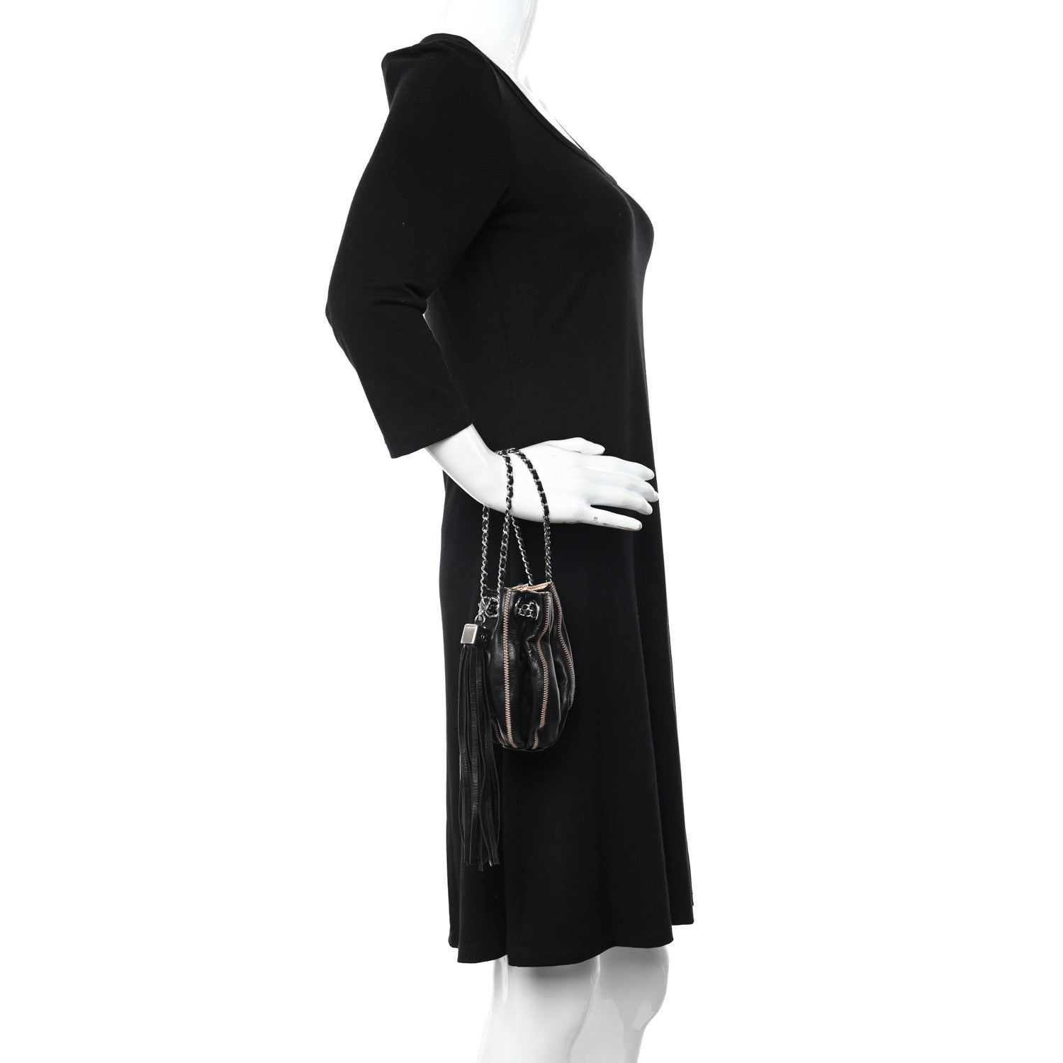 Chanel Lambskin Satin Reversible Mini Sac Cordon Black Peach 2 of 9
