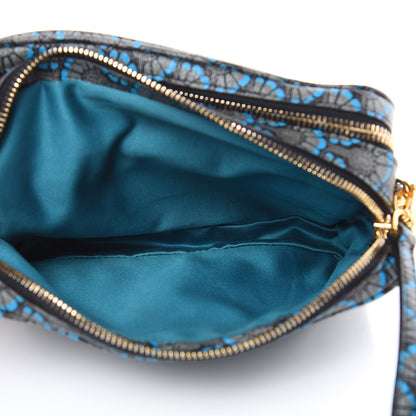 Miu Miu Goatskin Madras Dis Peacock Print Double Zip Crossbody Bag Asfalto 5 of 10