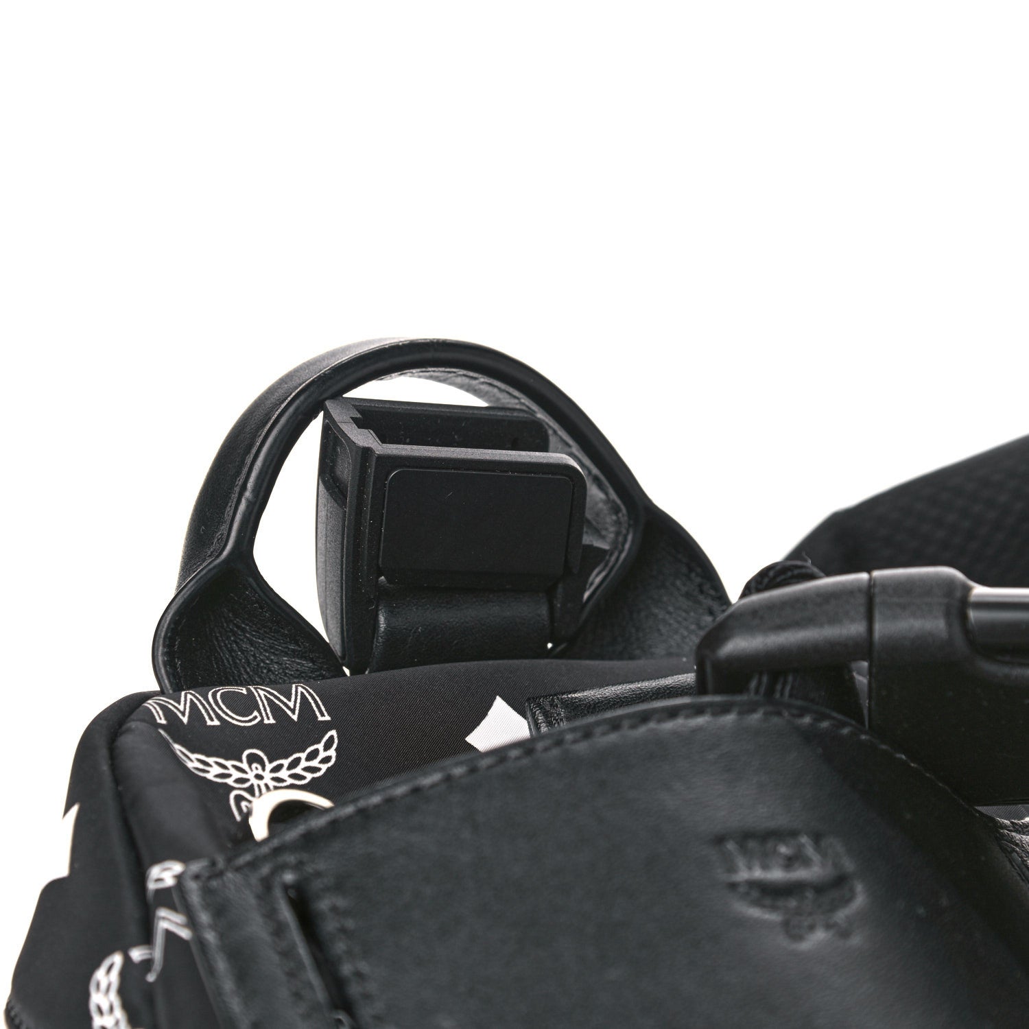 MCM Visetos Trey 4-in-1 Sling Backpack Black Gold 21 of 23