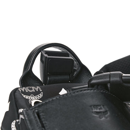 MCM Visetos Trey 4-in-1 Sling Backpack Black Gold 21 of 23