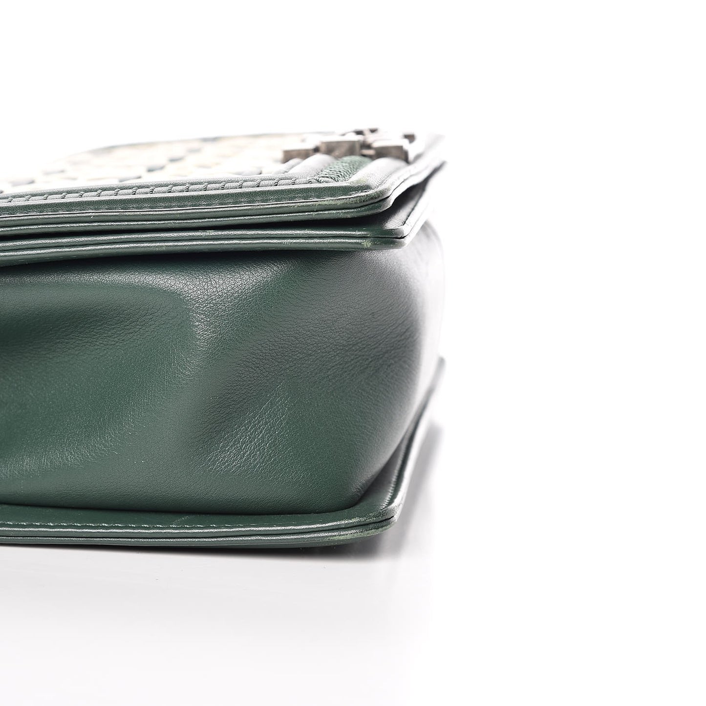 Calfskin Woven Medium Boy Flap Green White