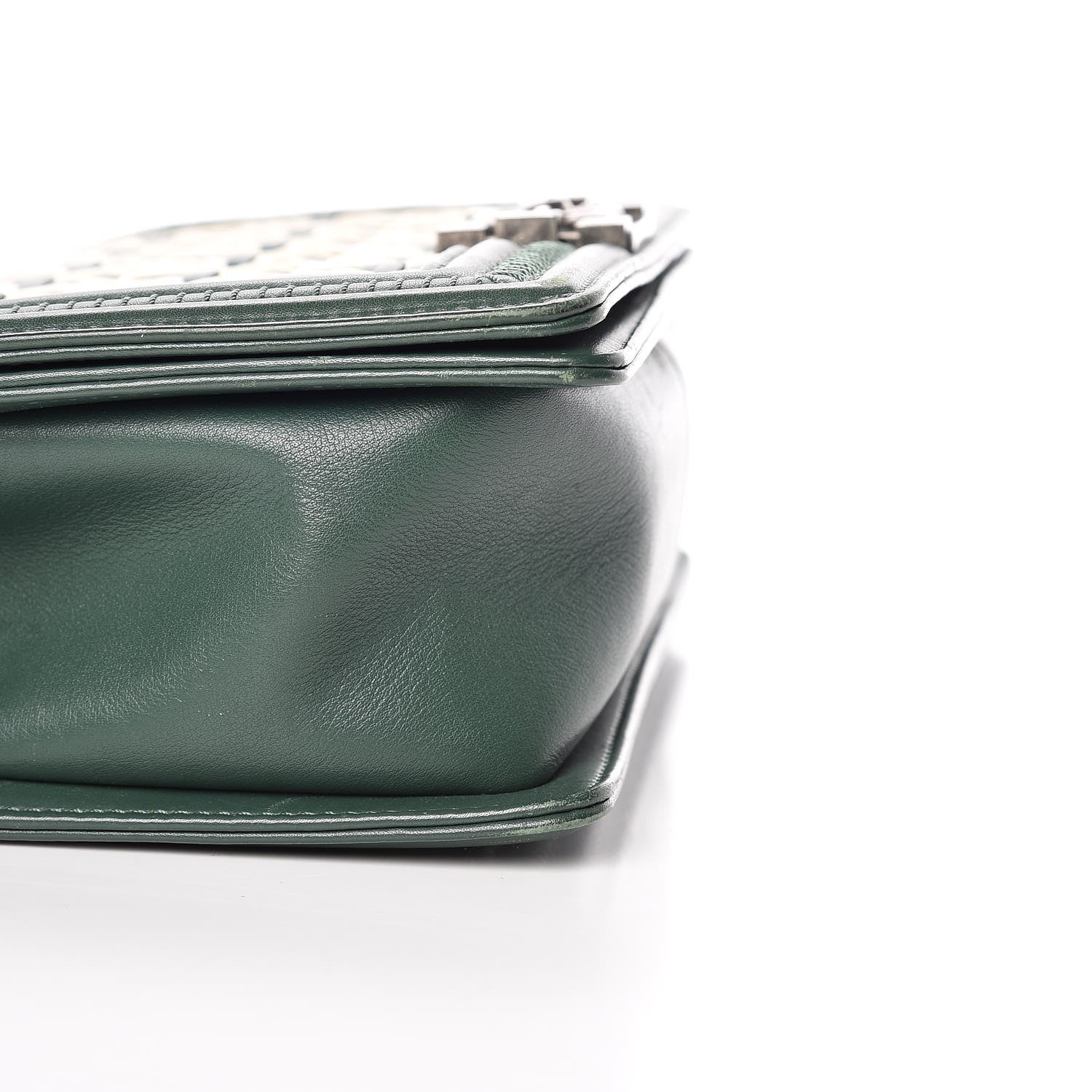Chanel Calfskin Woven Medium Boy Flap Green White 9 of 14