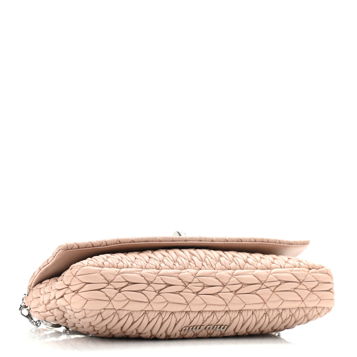 Nappa Matelasse Crystal Flap Clutch Cammeo