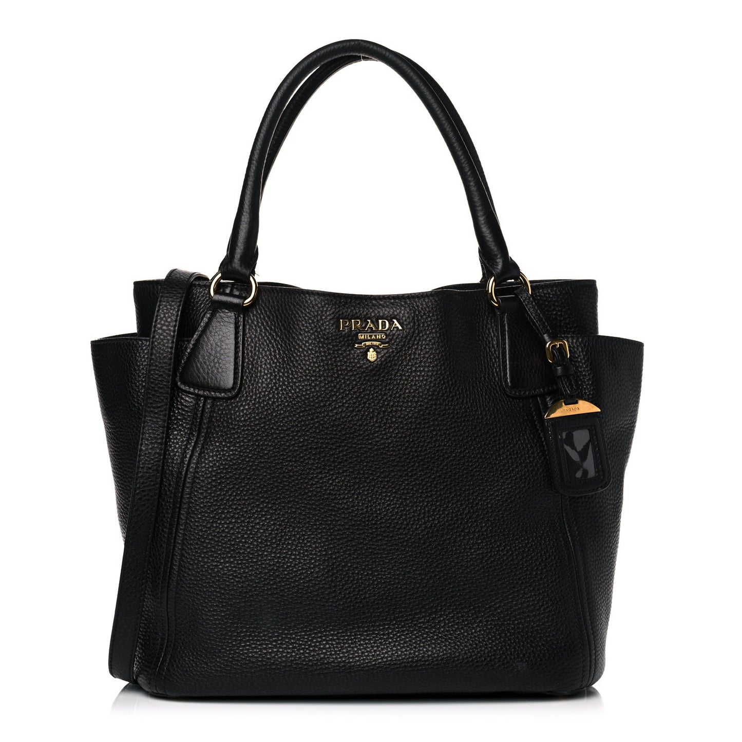 Vitello Daino Side Pocket Tote Black