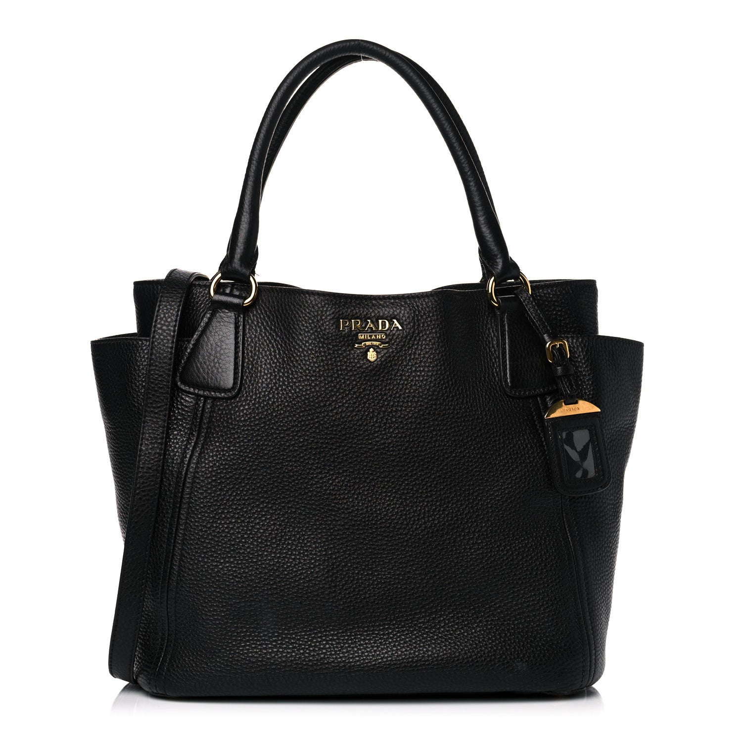Prada Vitello Daino Side Pocket Tote Black 1 of 25
