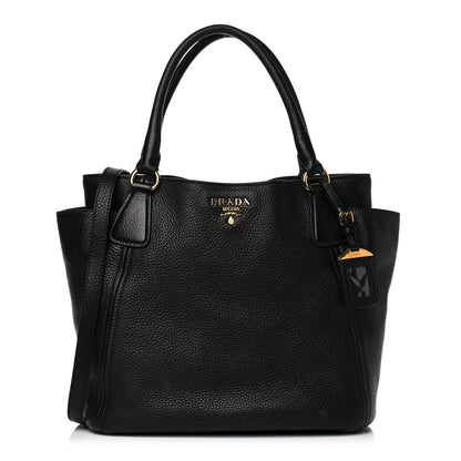 Prada Vitello Daino Side Pocket Tote Black 1 of 25