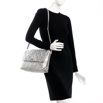 Chanel Metallic Crumpled Calfskin Big Bang Flap Bag Silver 2 of 8