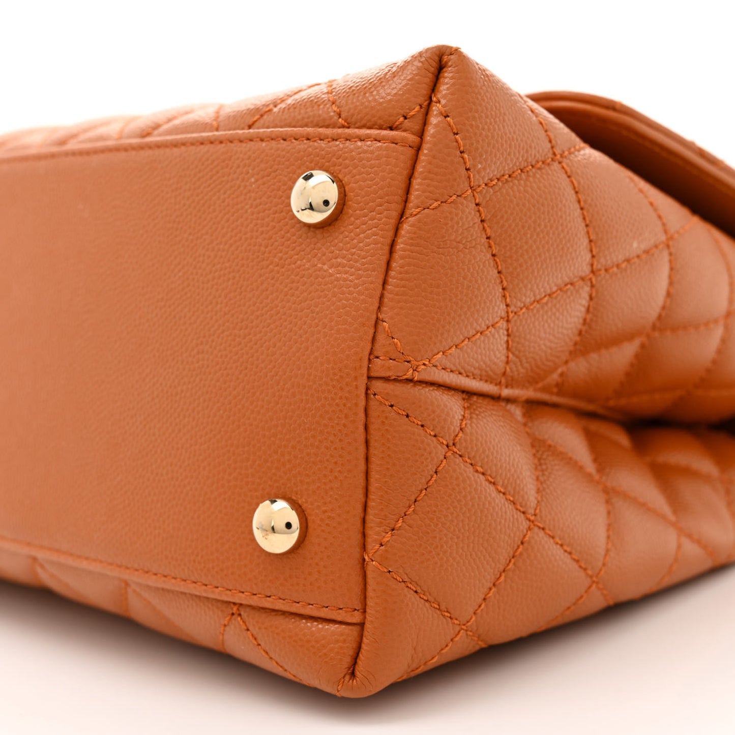Caviar Quilted Small Coco Handle Flap Brown