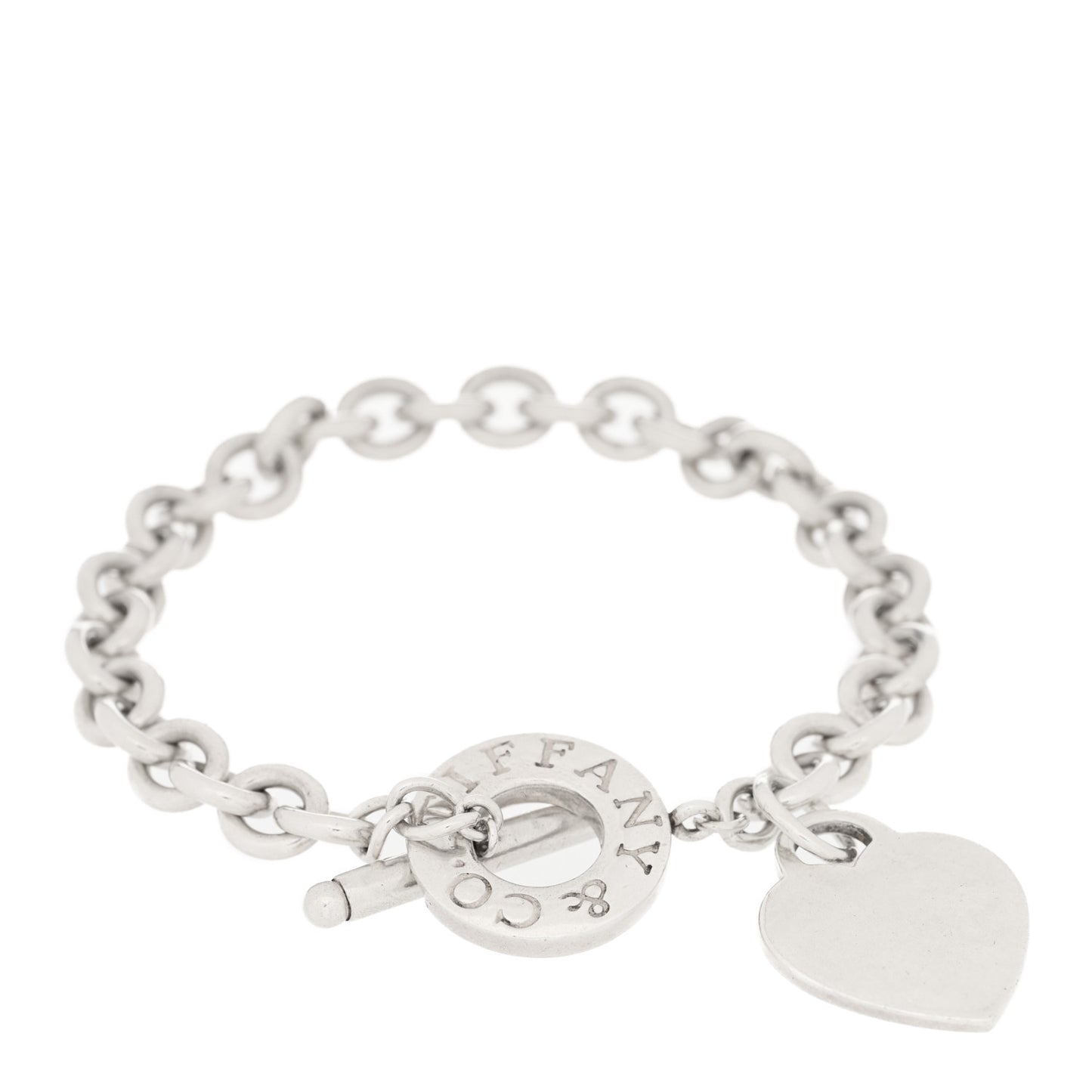 Sterling Silver Heart Tag Toggle Bracelet