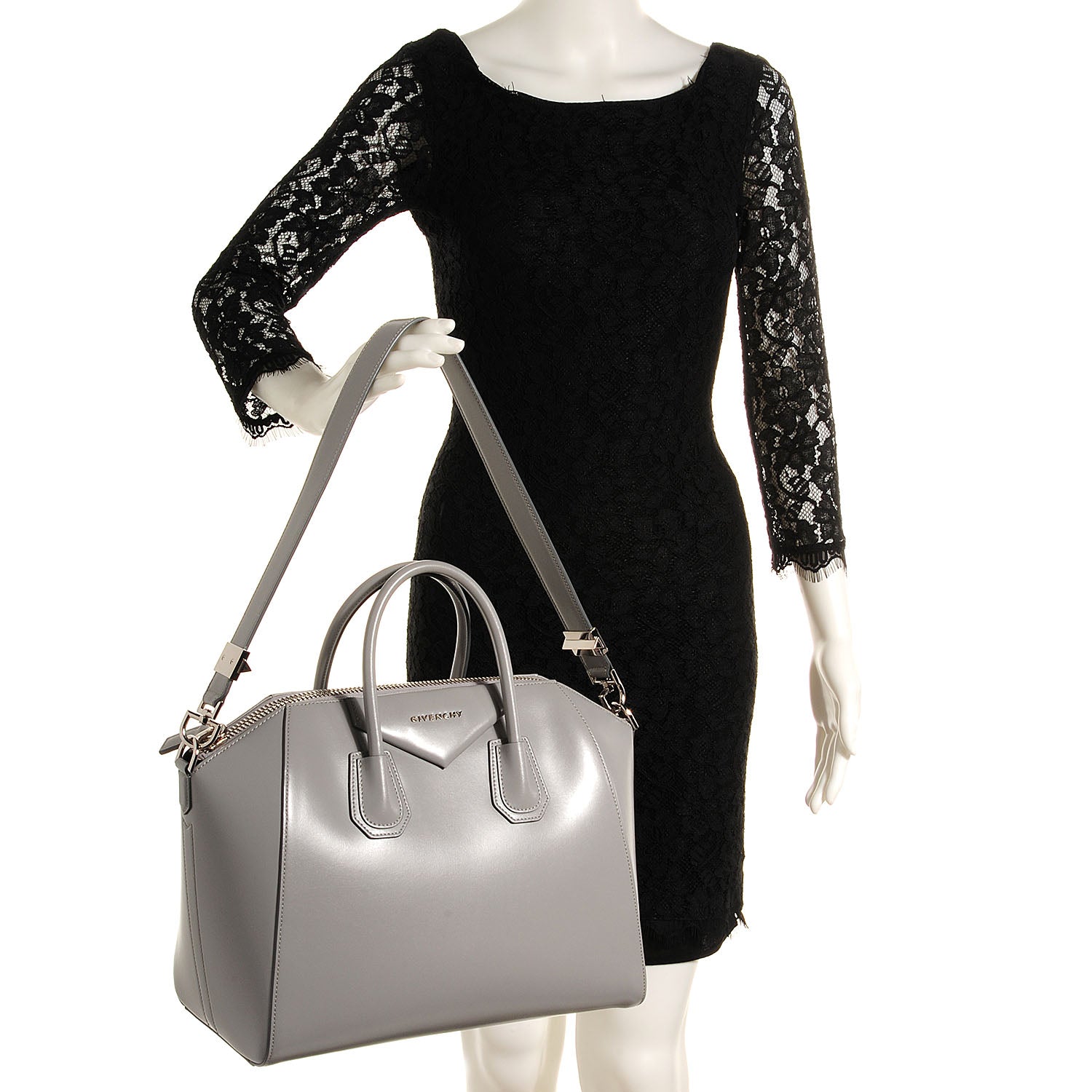 Givenchy Smooth Calfskin Medium Antigona Pearl Grey 2 of 11