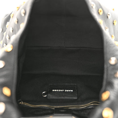 Marc Jacobs Grained Calfskin  Glam Studs The Sack Bag Black 5 of 10
