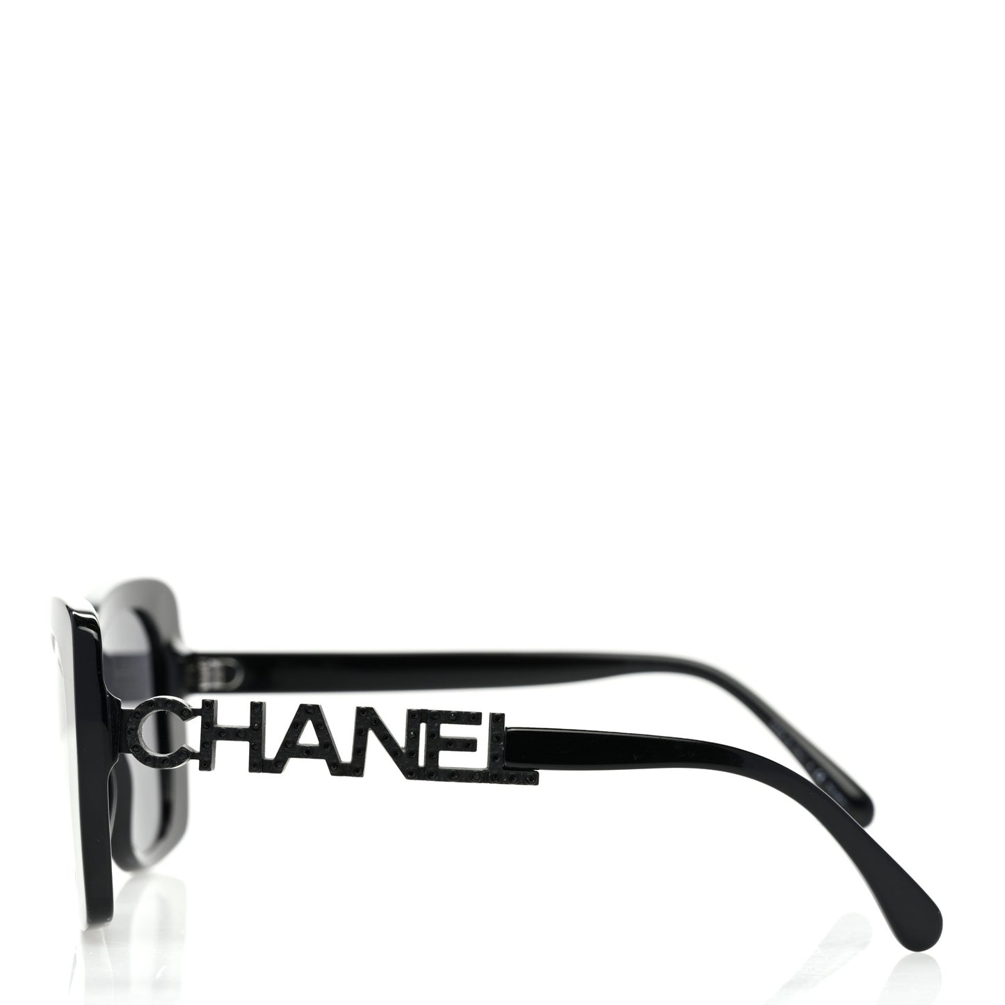 Acetate Strass Polarized Square Sunglasses 5422 Black