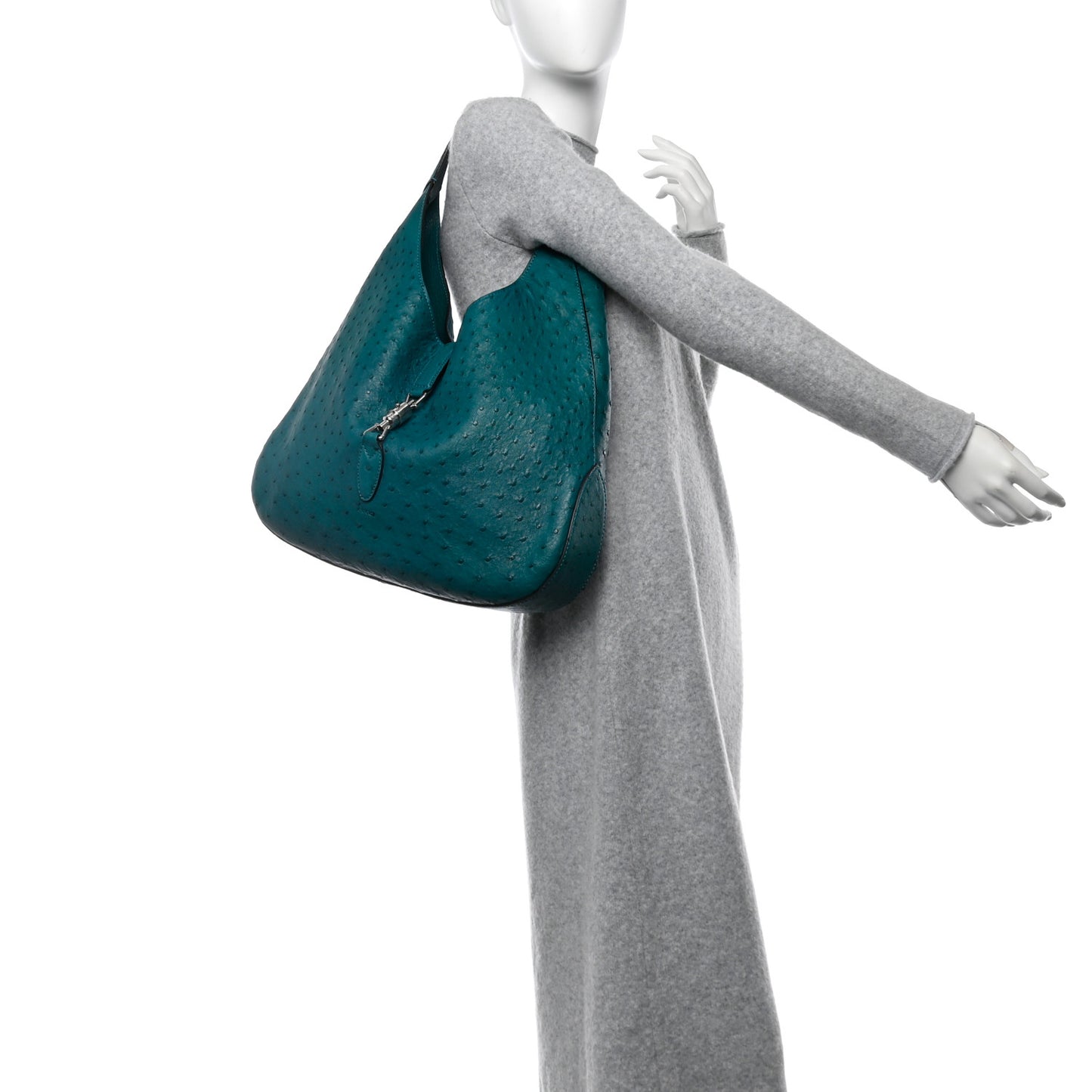 Ostrich Large Jackie Hobo Teal
