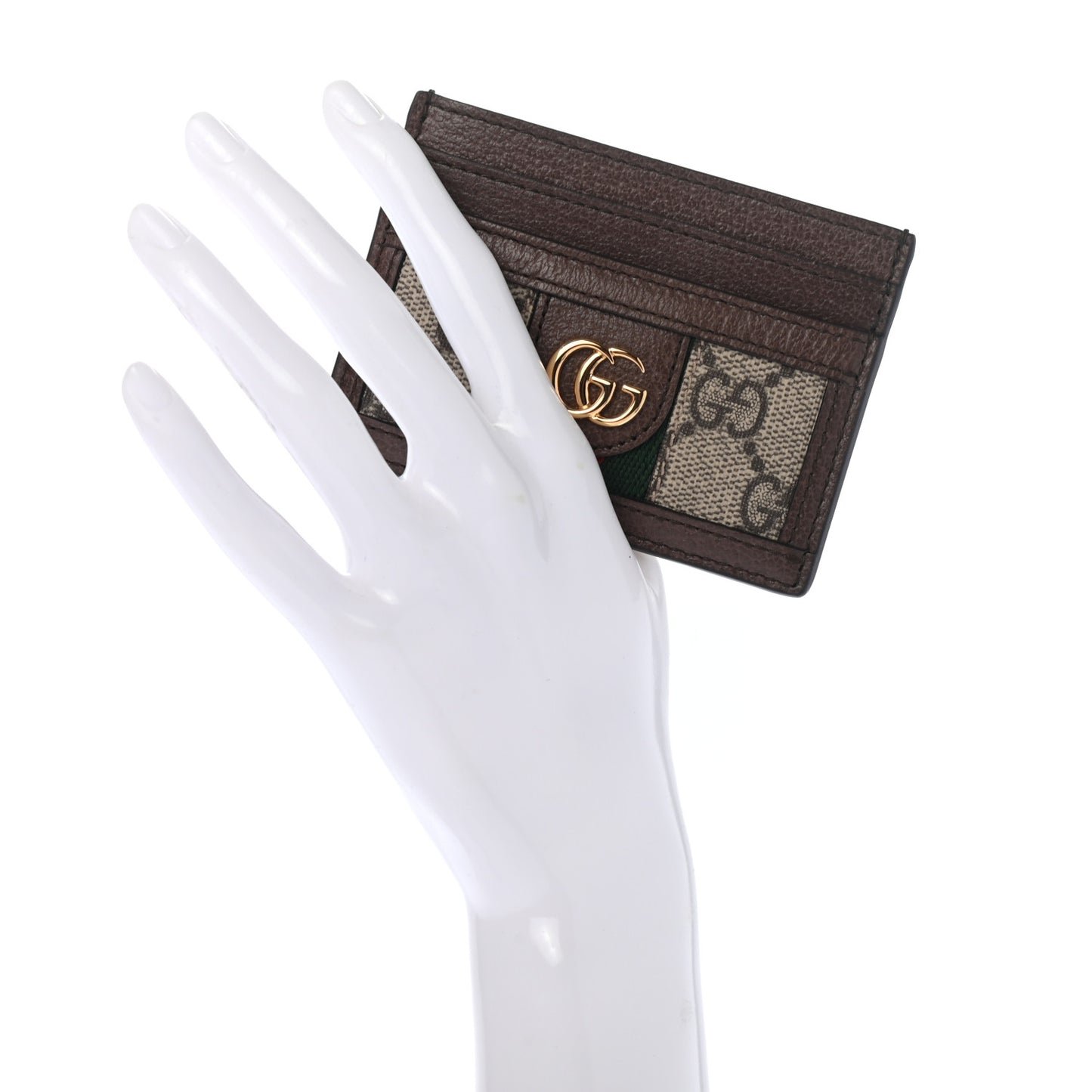 GG Supreme Monogram Ophidia Card Holder Brown