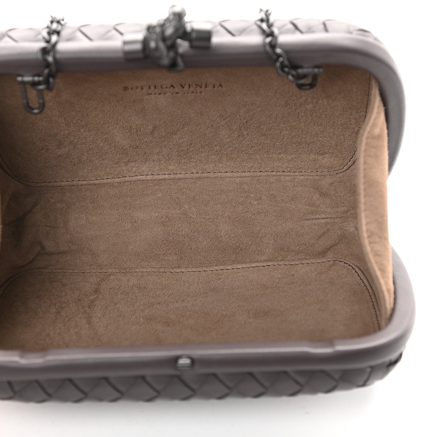Bottega Veneta Nappa Intrecciato Chain Knot Clutch Steel 4 of 7