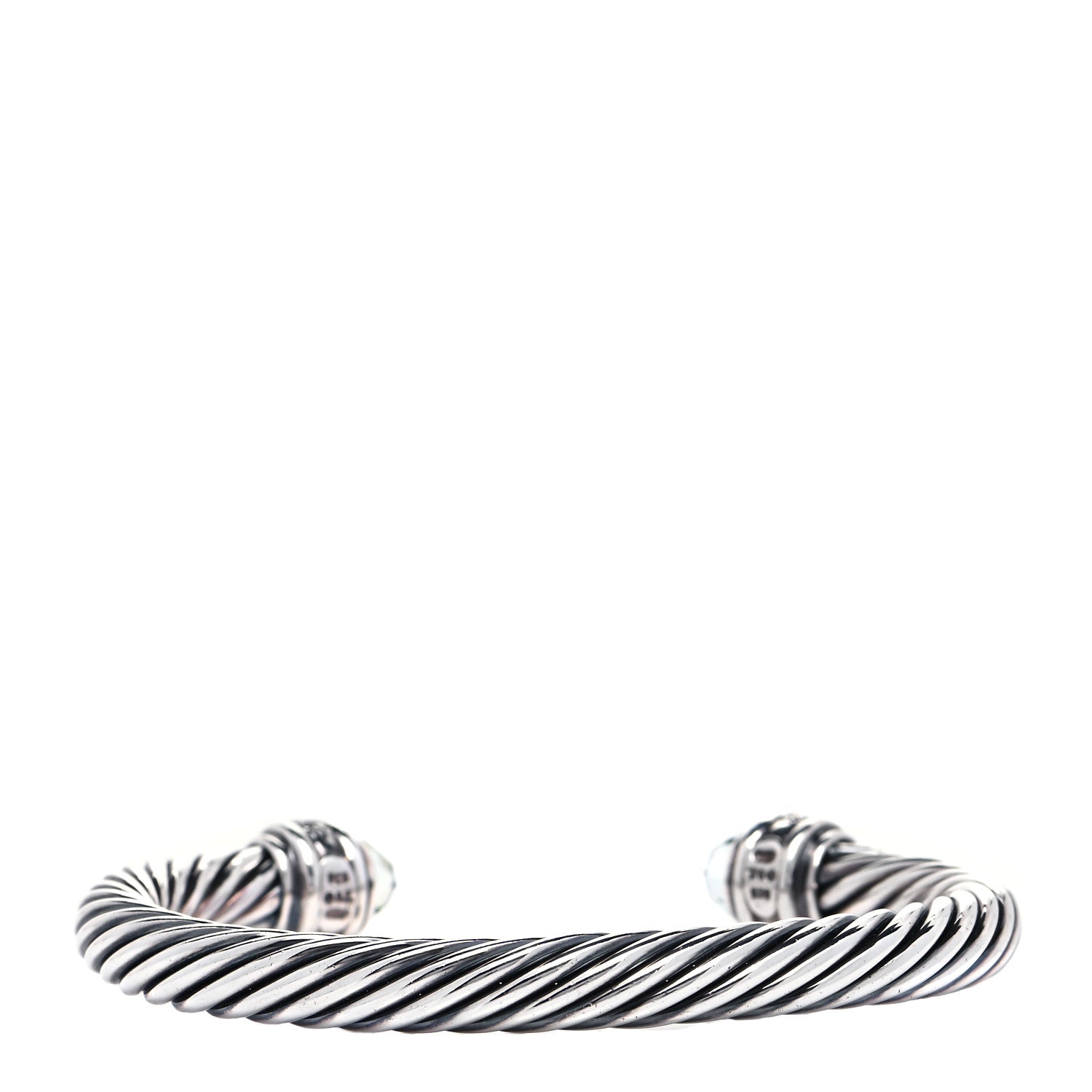 David Yurman Sterling Silver Diamond Prasiolite 7mm Cable Classics Bracelet 3 of 4
