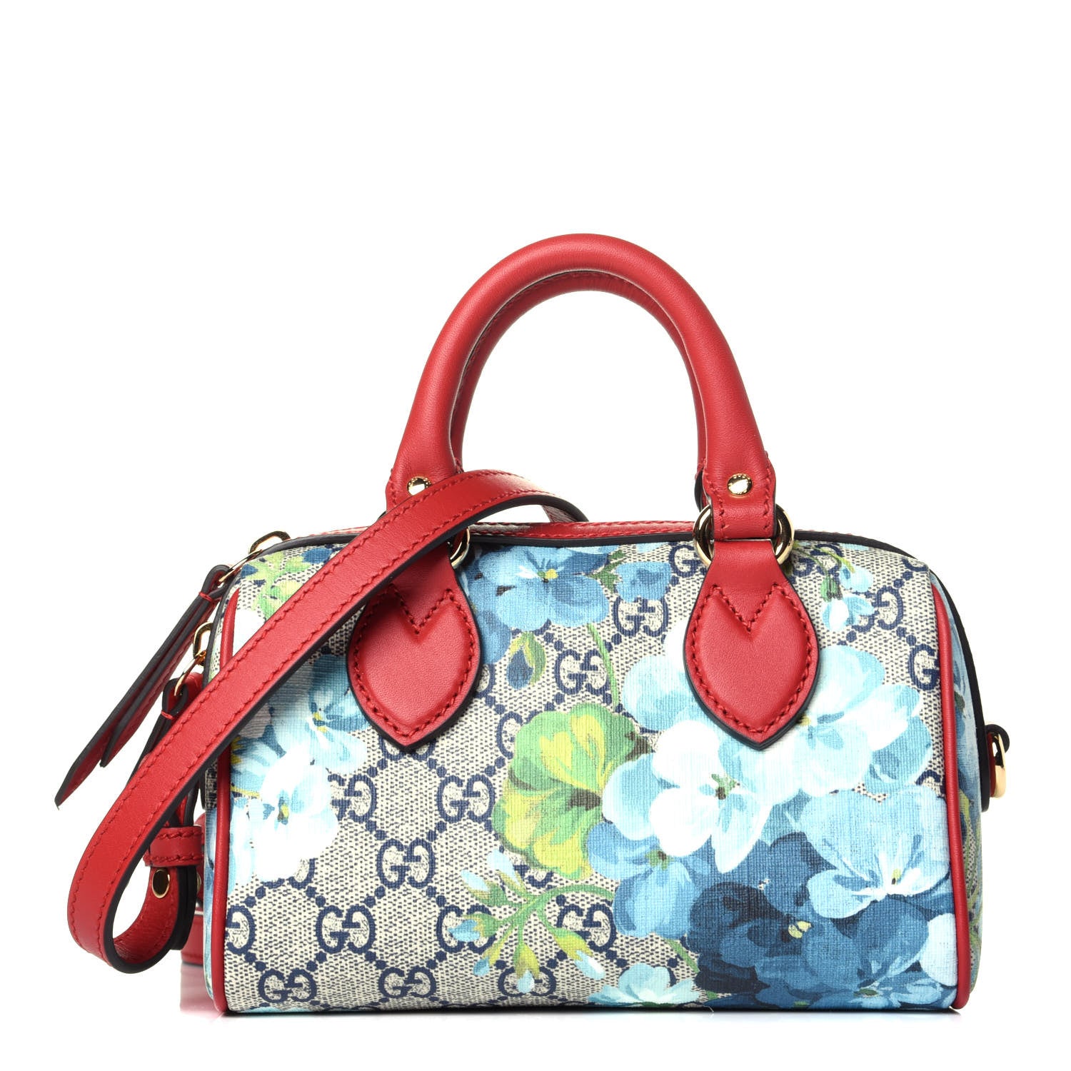 Gucci GG Supreme Monogram Blooms Mini Boston Navy Blue Hibiscus 1 of 10