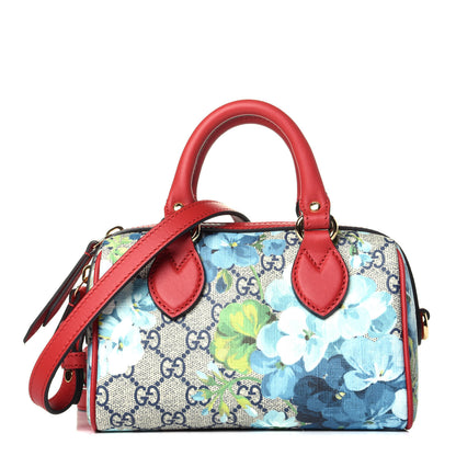 Gucci GG Supreme Monogram Blooms Mini Boston Navy Blue Hibiscus 1 of 10