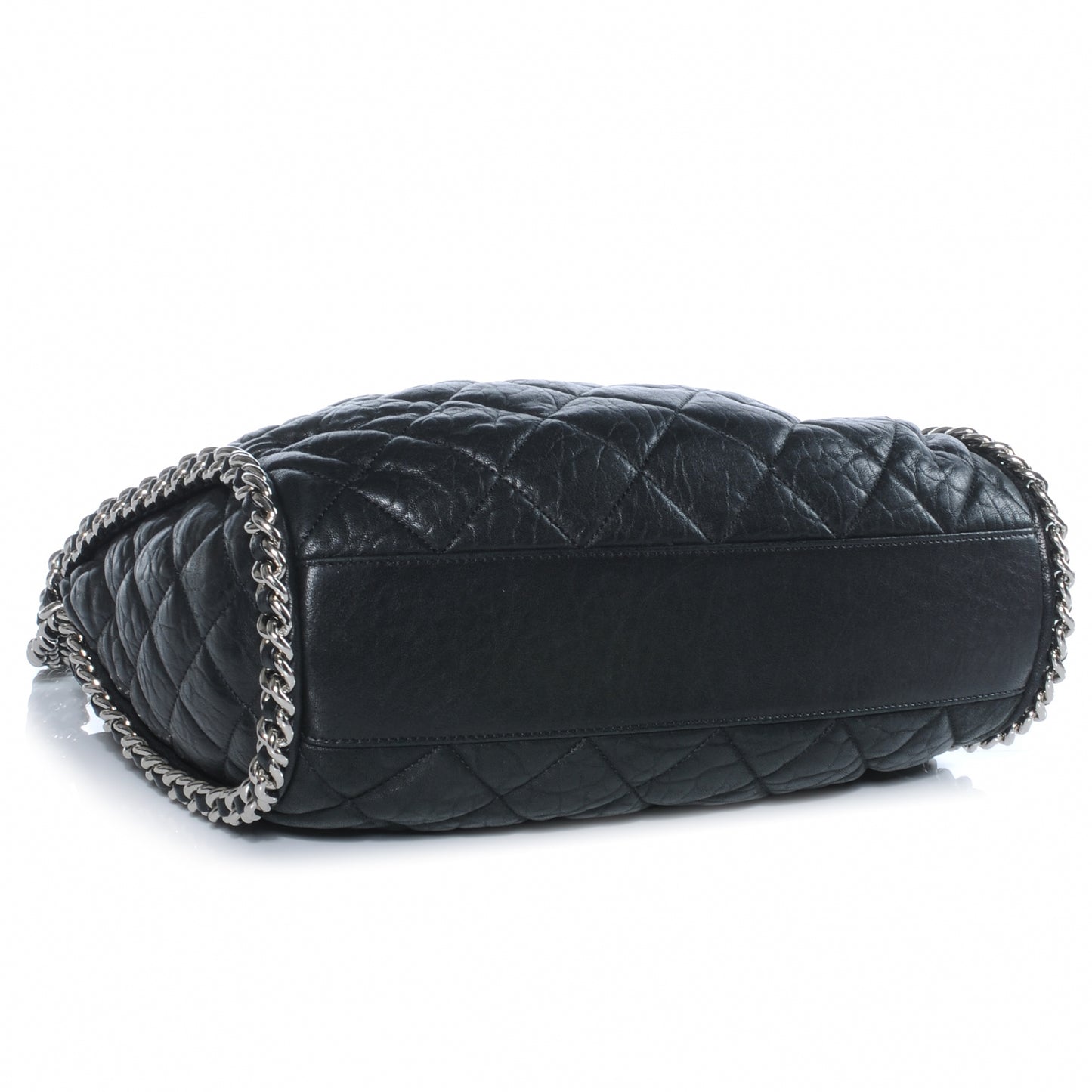 Washed Lambskin Chain Around Hobo Black