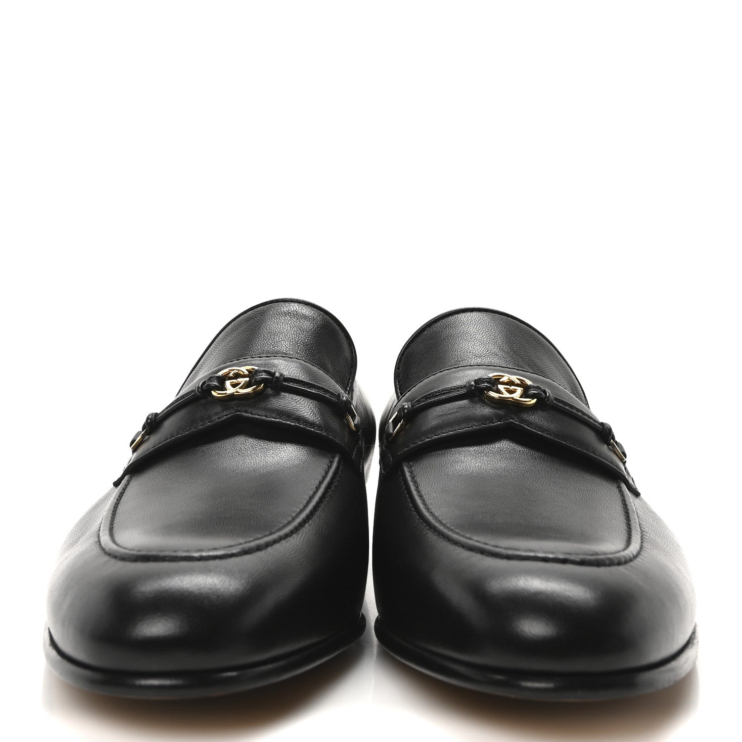 Gucci Lambskin Mens Interlocking G Loafers 10 Black 3 of 9