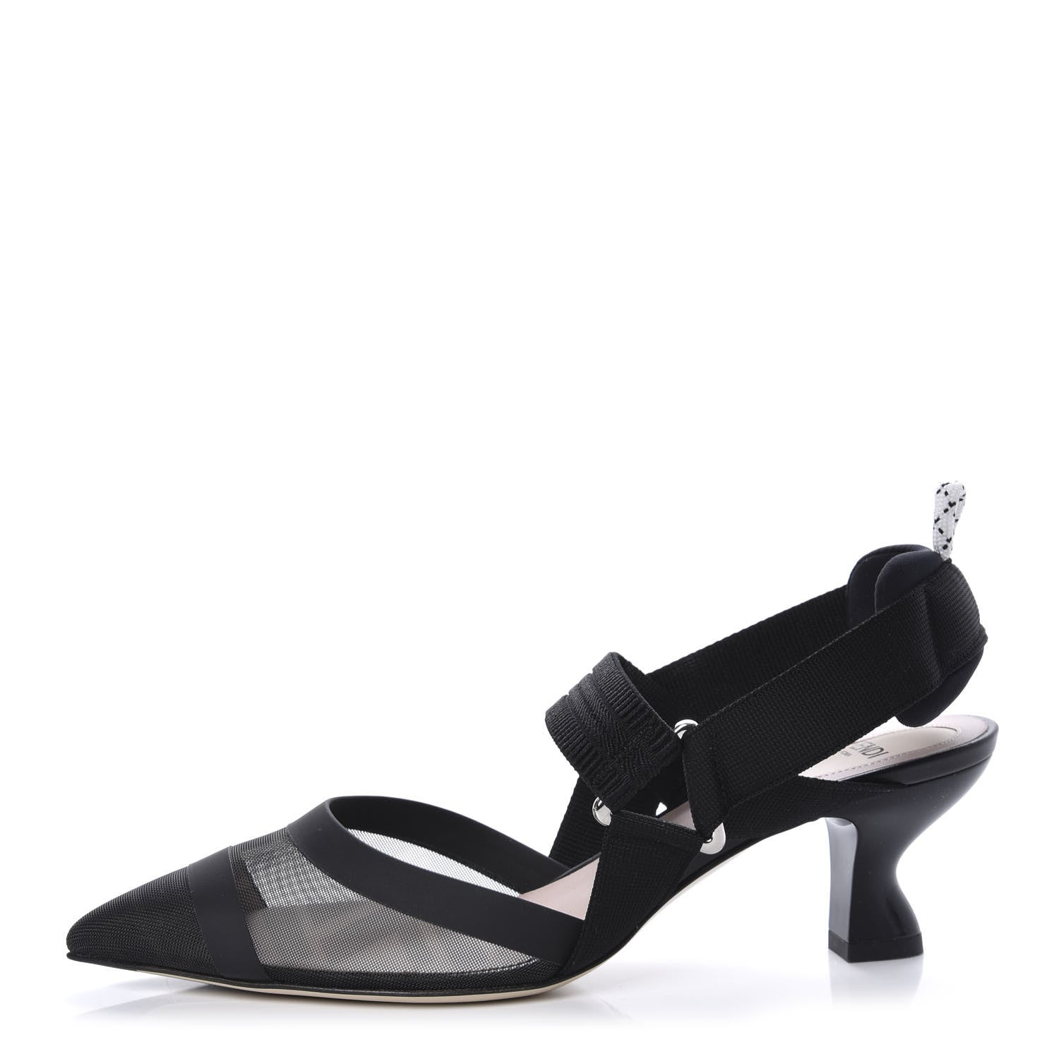 Fendi Technical Mesh FF Colibri 55mm Slingback Pumps 37 Black 1 of 9
