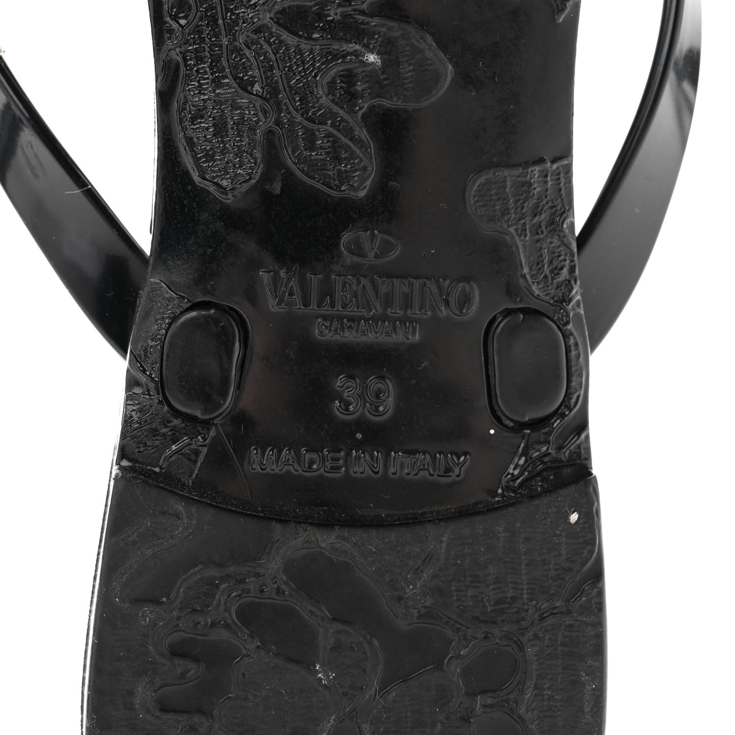 PVC Jelly Rockstud Bow Thong Sandals 39 Black