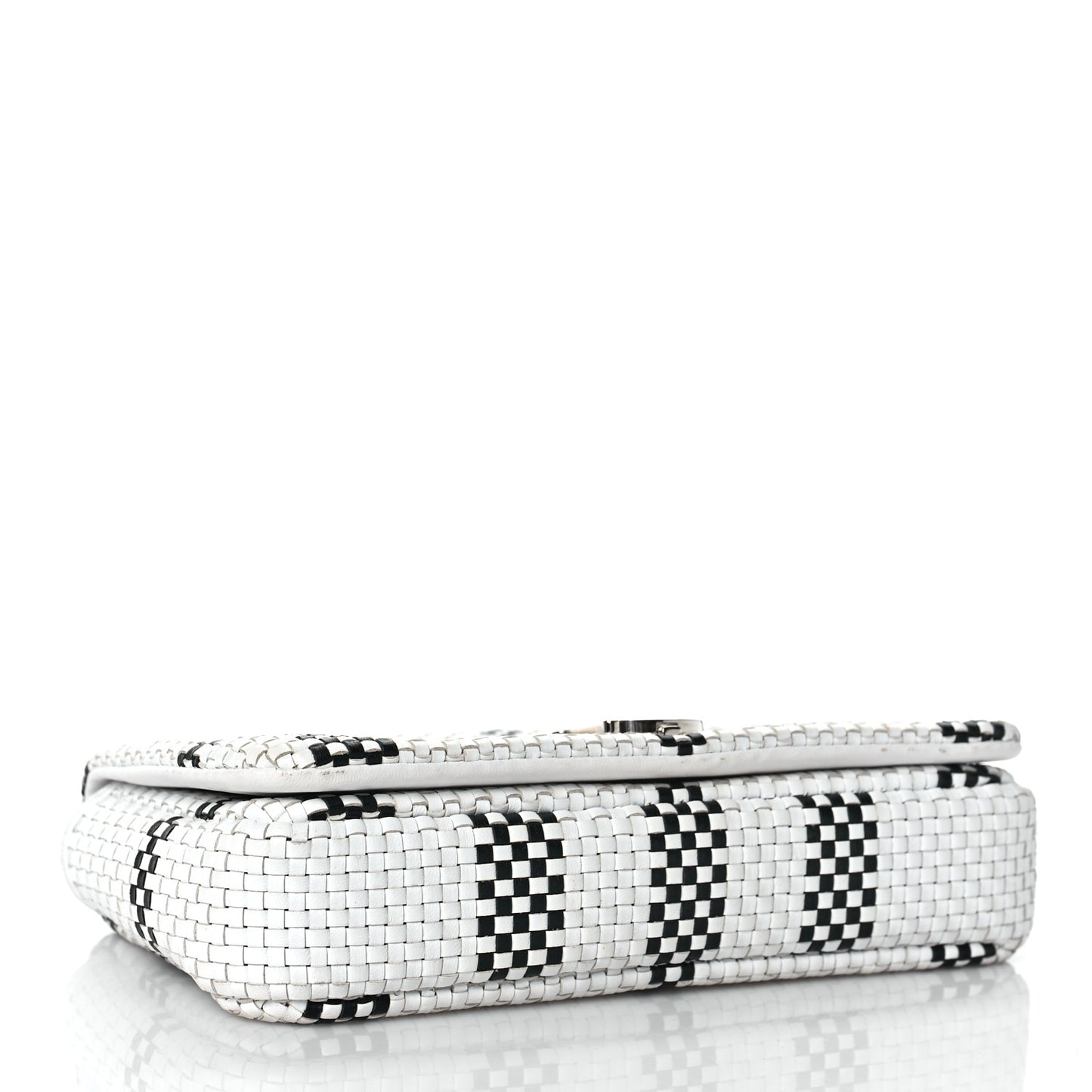 Woven Calfskin Mini Latticed Lola Bag Black White