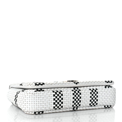 Burberry Woven Calfskin Mini Latticed Lola Bag Black White 4 of 10