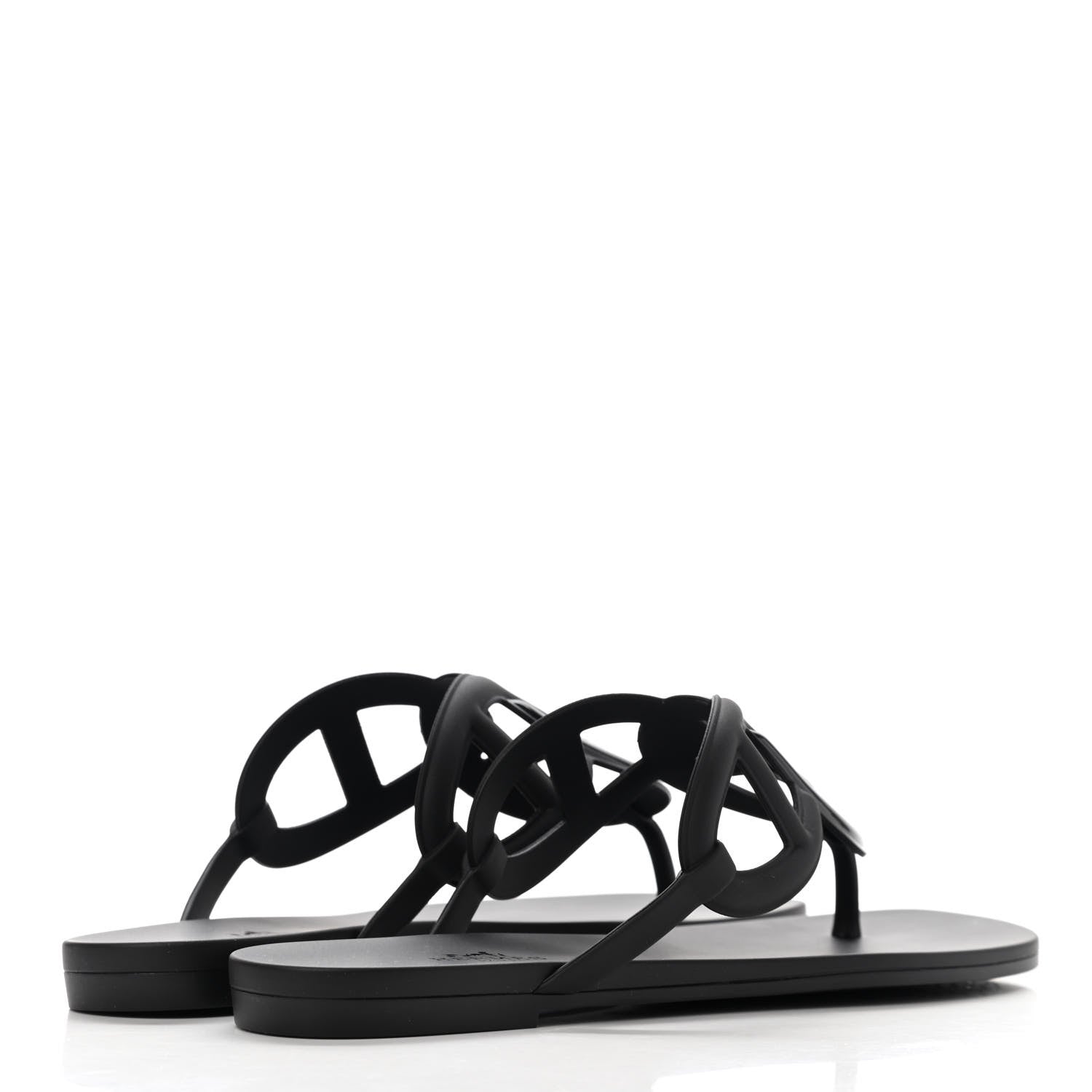 Hermes Rubber Womens Egerie Sandals 37 Black 4 of 9