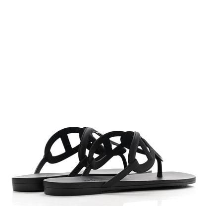 Hermes Rubber Womens Egerie Sandals 37 Black 4 of 9
