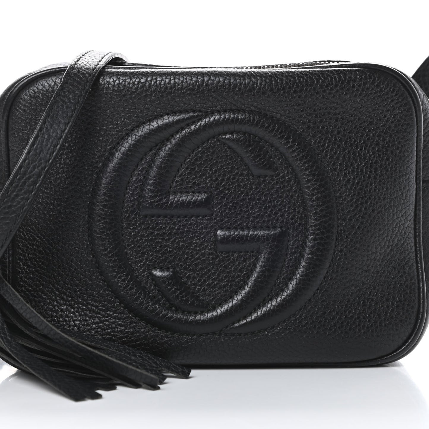 Pebbled Calfskin Small Soho Disco Bag Black