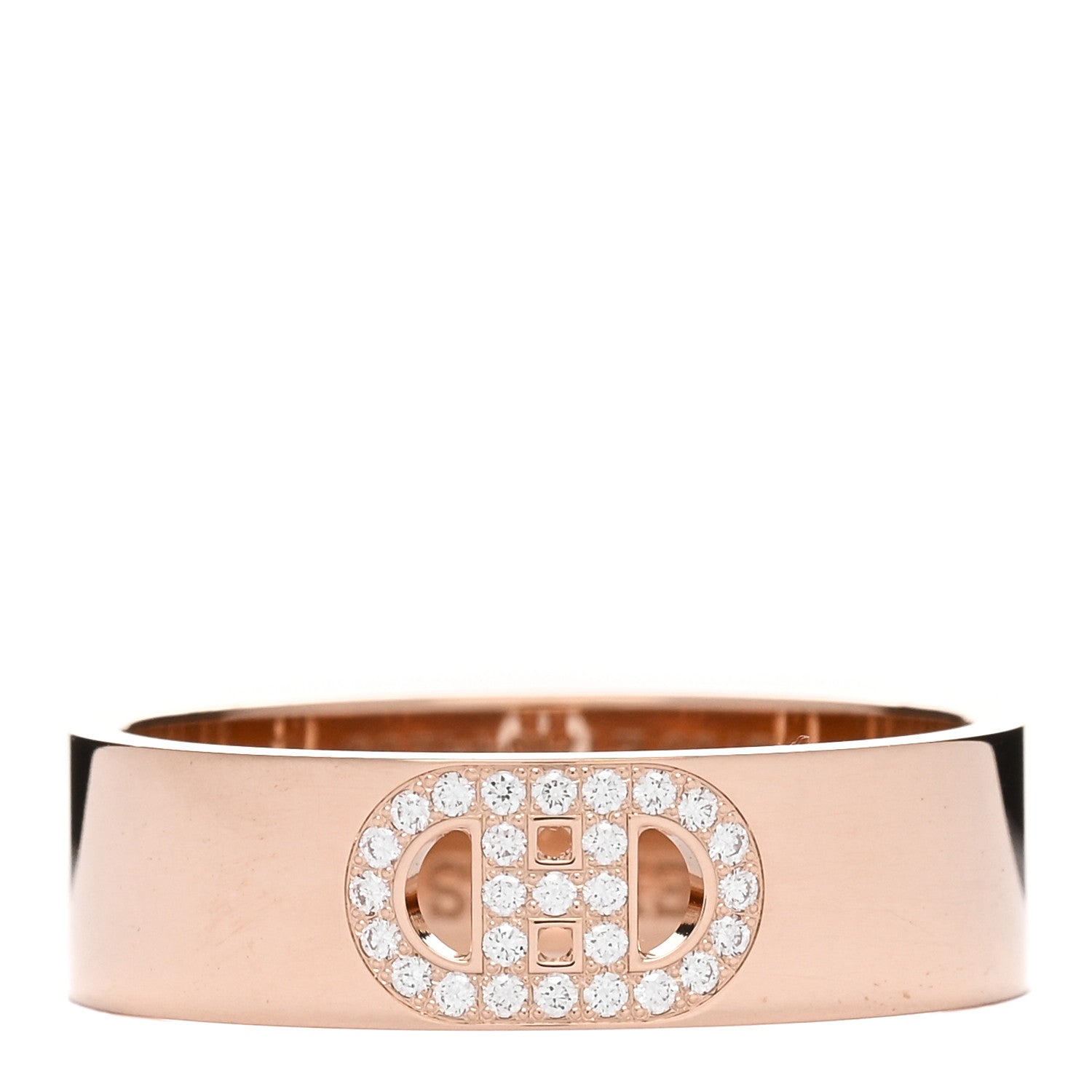 Hermes 18K Rose Gold Diamond PM H D'Ancre Ring 53 6.5 1 of 4