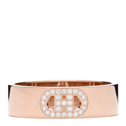 Hermes 18K Rose Gold Diamond PM H D'Ancre Ring 53 6.5 1 of 4