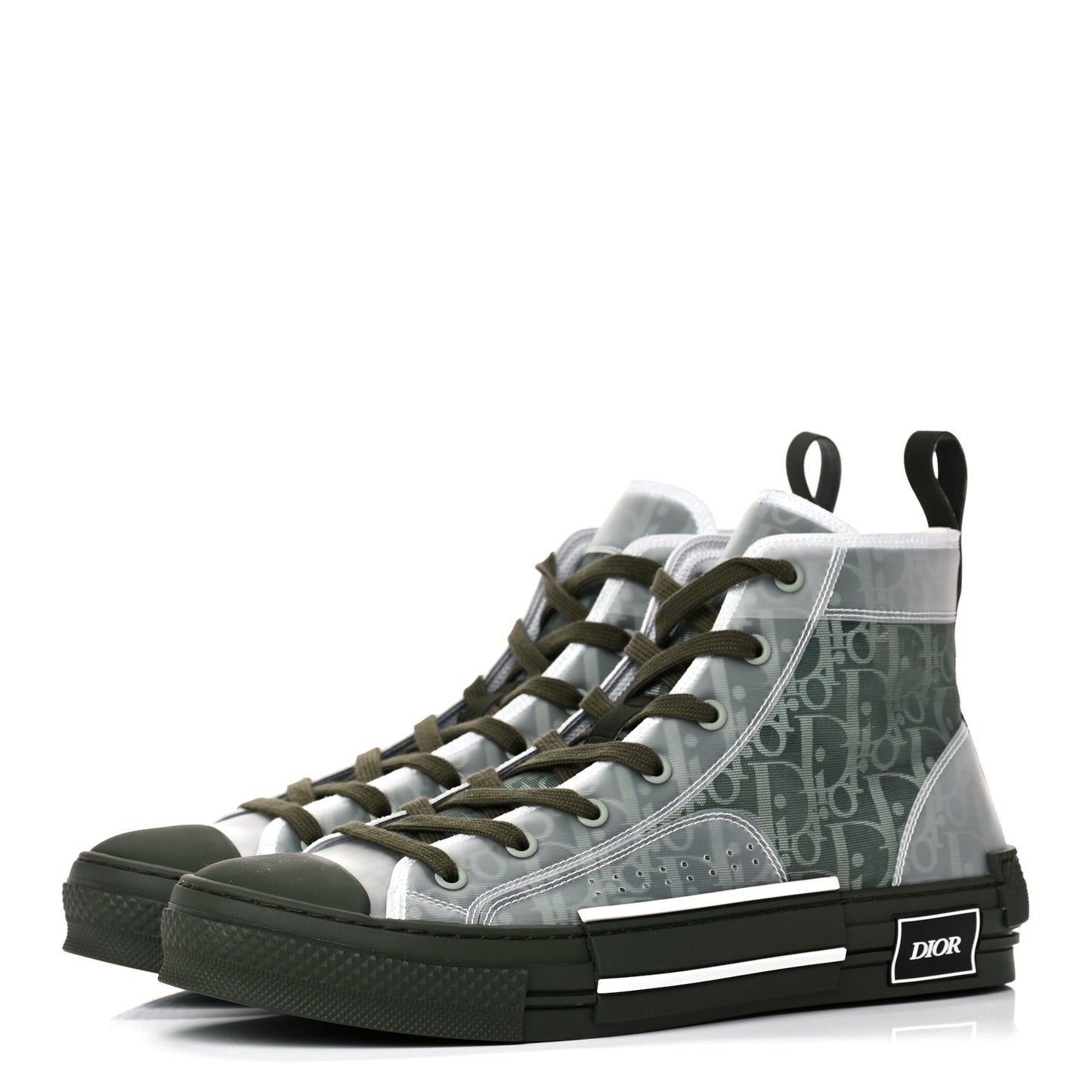 Technical Canvas Oblique Mens B23 High Top Sneakers 43 Olive