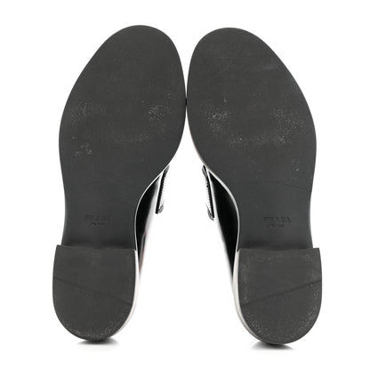 Prada Spazzolato Metal Triangle Logo 50mm Loafers 40 Black 5 of 10
