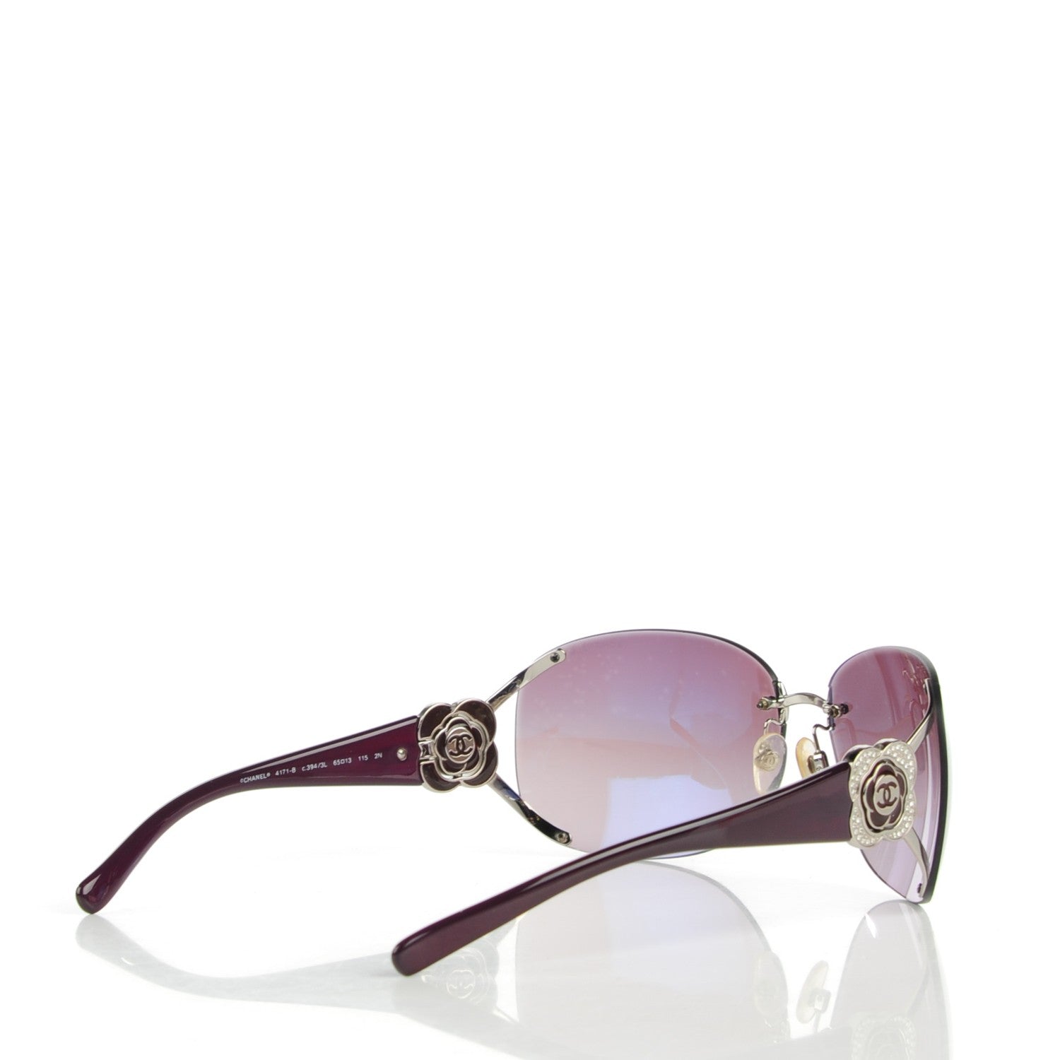 Chanel Crystal Camellia CC Sunglasses 4171-B Purple 3 of 6