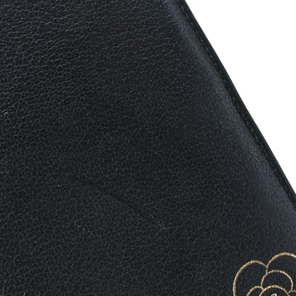 Chanel Goatskin Camellia Embossed Yen Wallet Black 7 of 7