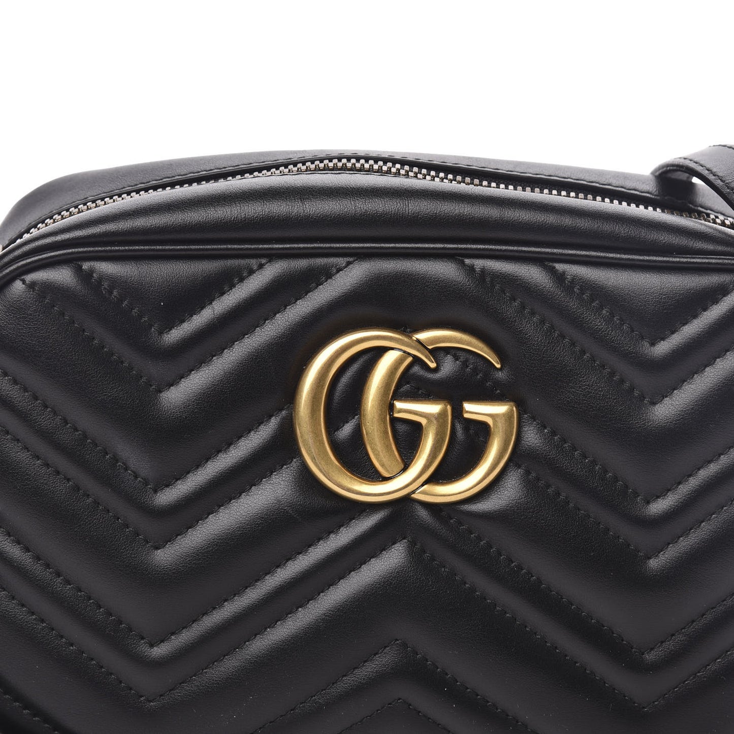 Calfskin Matelasse Small GG Marmont Chain Shoulder Bag Black