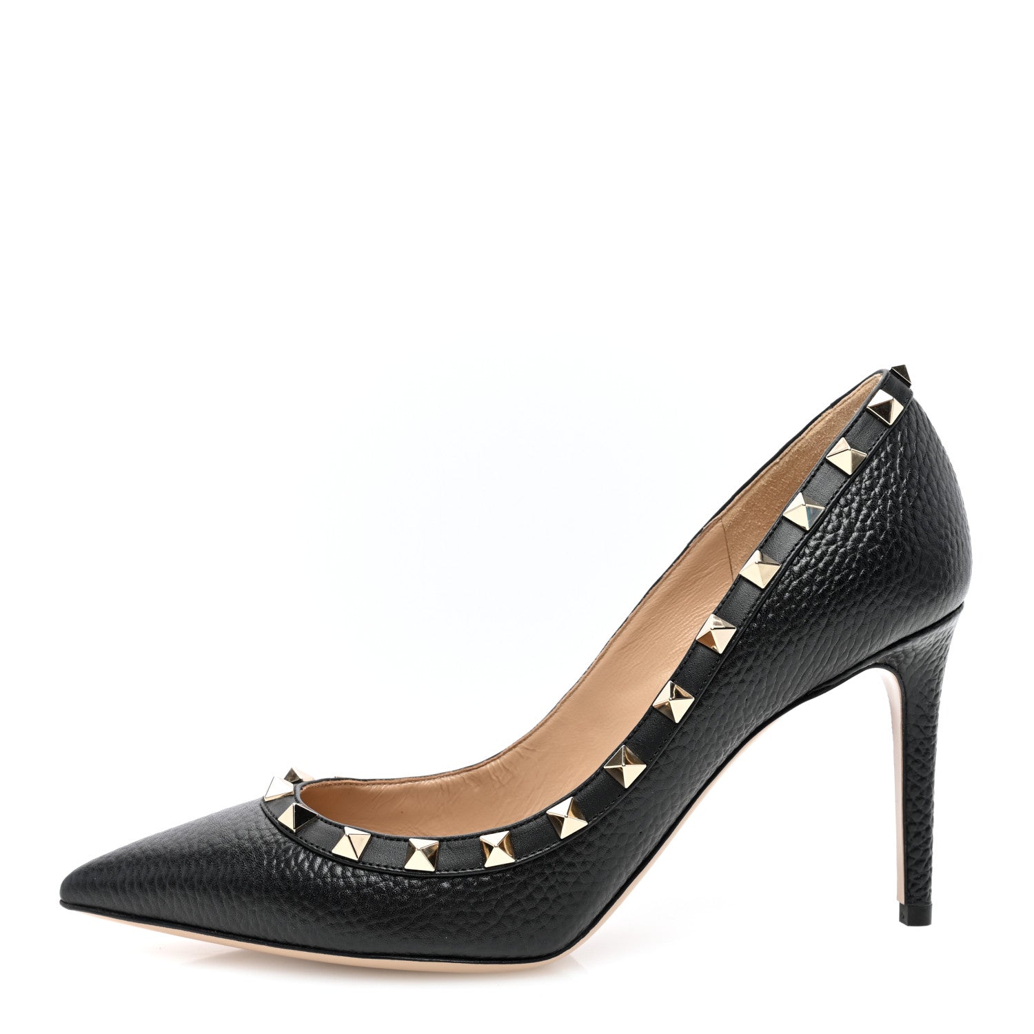 Valentino Garavani Pebbled Calfskin Rockstud 85mm Pumps 38.5 Black 1 of 8